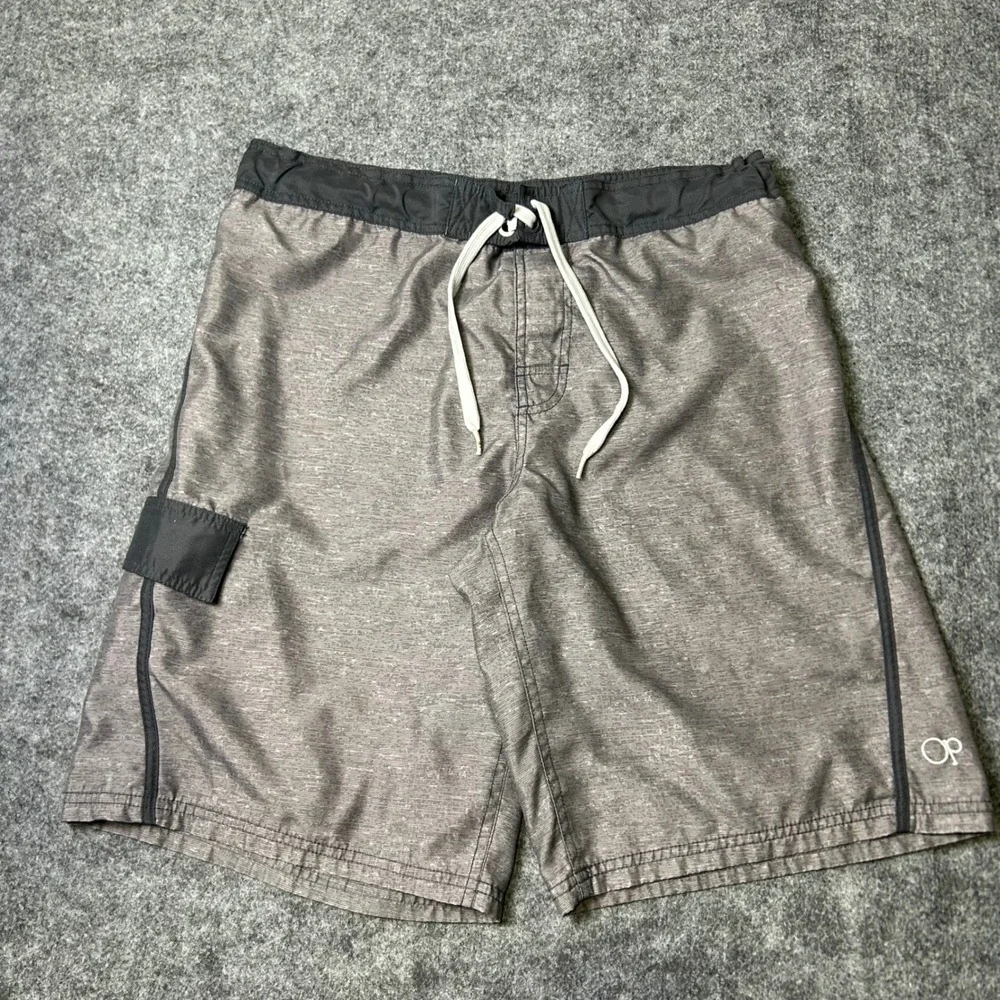 OP Ocean Pacific Grey Heathered Board Shorts Skater Baggy‎ Y2K Mens Size Medium
